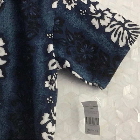 Royal Hawaiian Kids Blue Floral Button Down Shirt - Picture 5 of 8